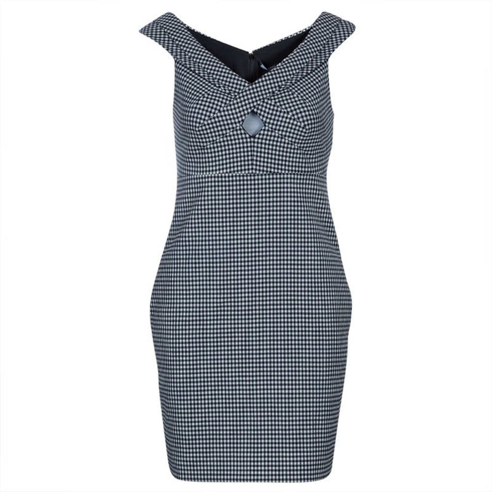 Gucci Sleeveless Monochromatic Gingham Dress 42